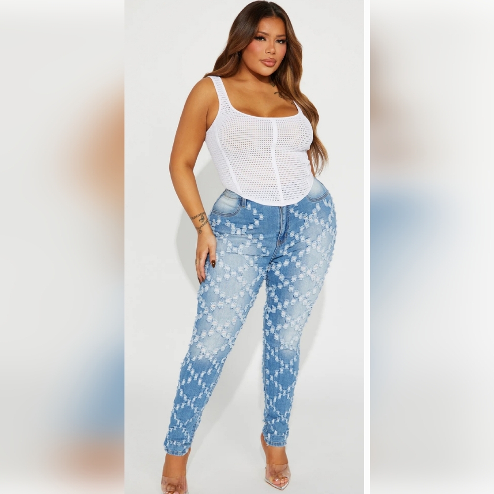 New Blue Patterned Jeans